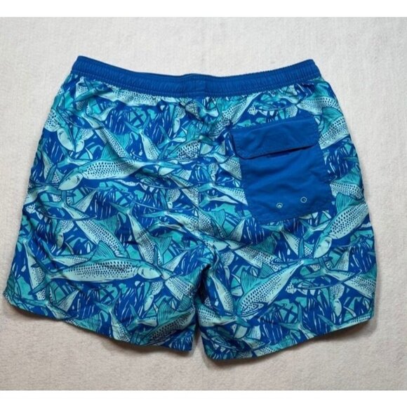 Vineyard Vines Bonefish Chappy Trunks Swim Shorts 1M0577 Blue Fish Men's Large L - Picture 2 of 3